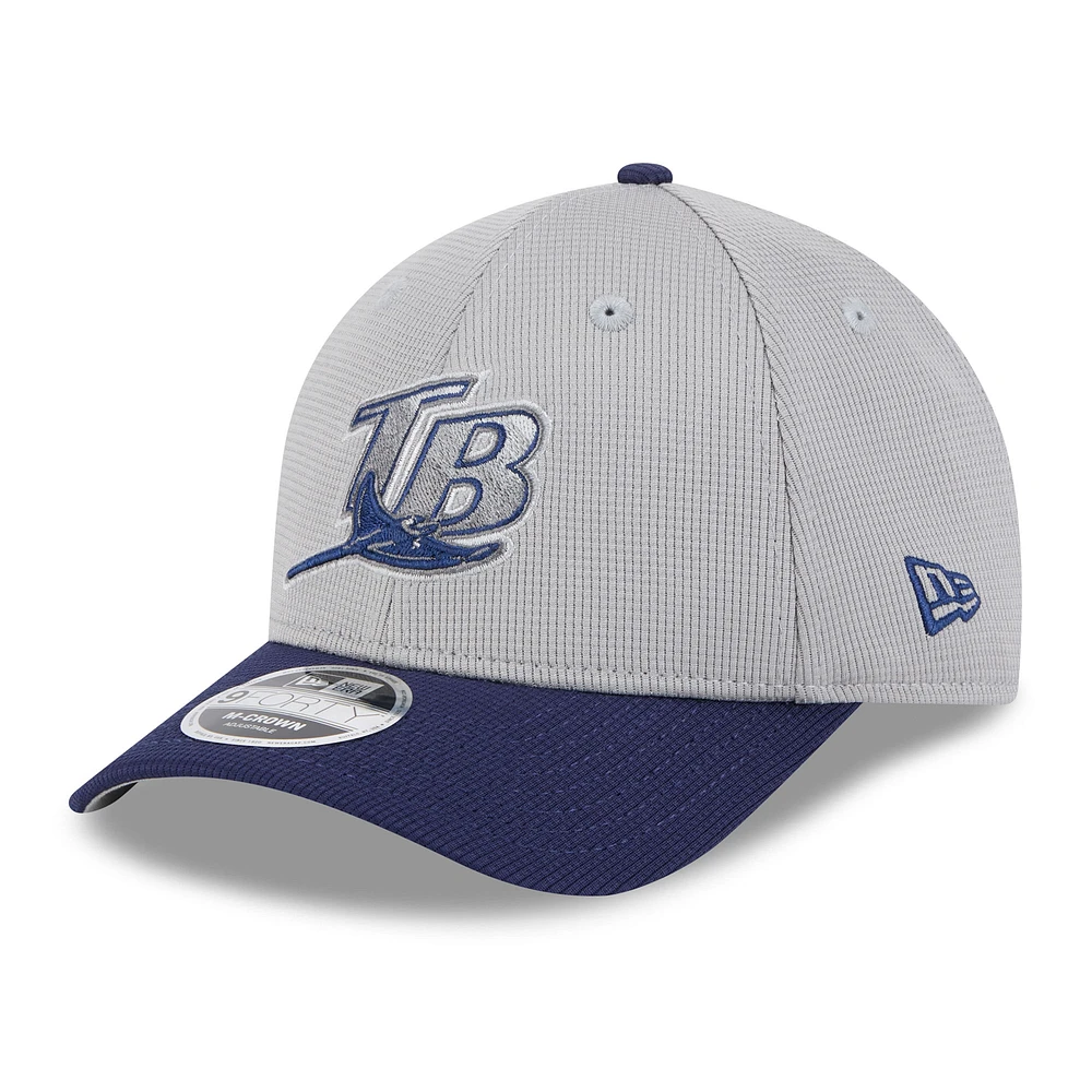 Men's New Era Gray/Navy Tampa Bay Rays 2025 Batting Practice 9FORTY M-Crown Adjustable Hat