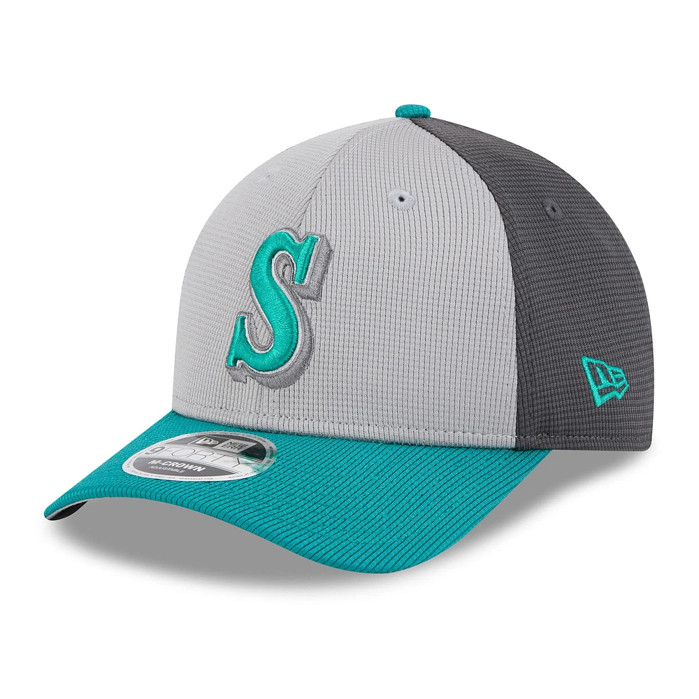 Men's New Era Gray/Aqua Seattle Mariners 2025 Batting Practice 9FORTY M-Crown Adjustable Hat