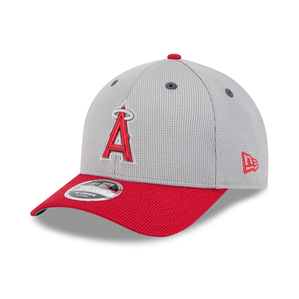 Men's New Era Gray/Red Los Angeles Angels 2025 Batting Practice 9FORTY M-Crown Adjustable Hat