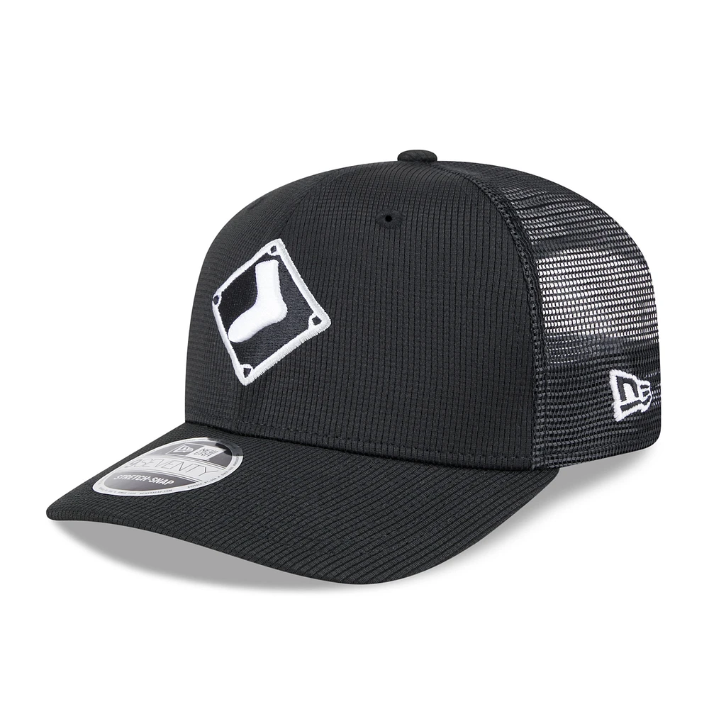 Men's New Era Black Chicago White Sox 2025 Batting Practice 9SEVENTY Stretch-Snap Trucker Hat