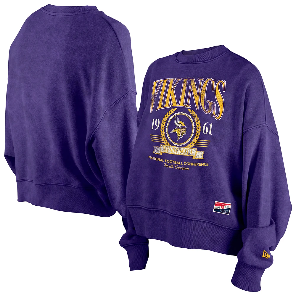 Women's New Era Purple Minnesota Vikings Throwback Boxy Sweatshirt