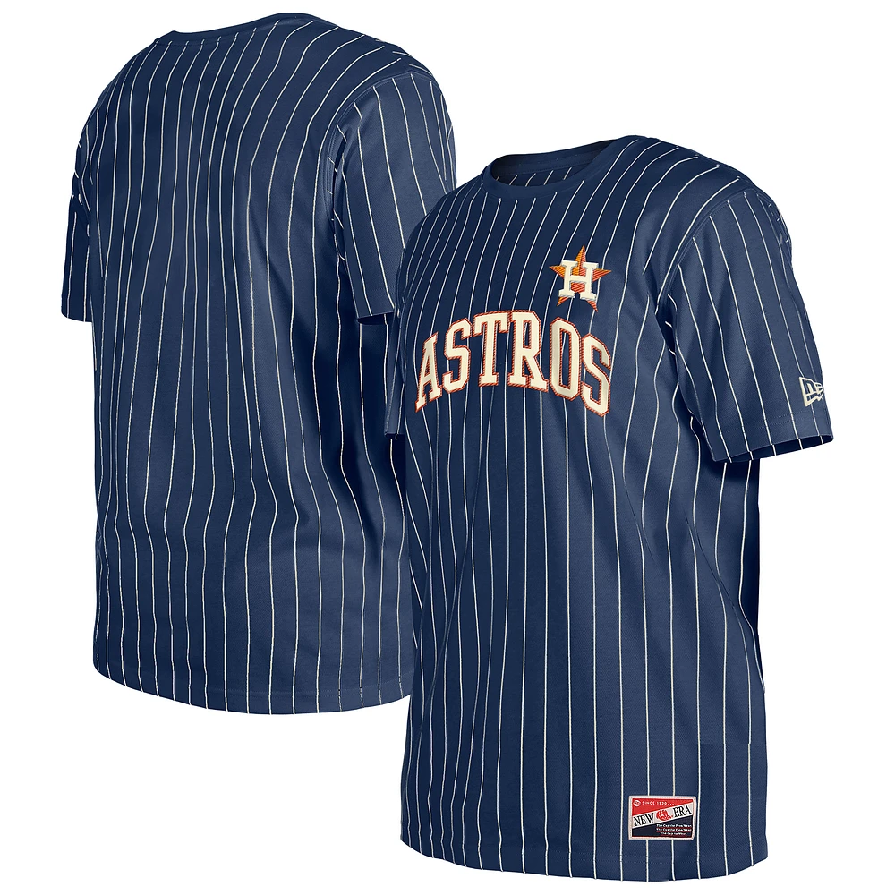 Men's New Era Navy Houston Astros Throwback Pinstripe T-Shirt