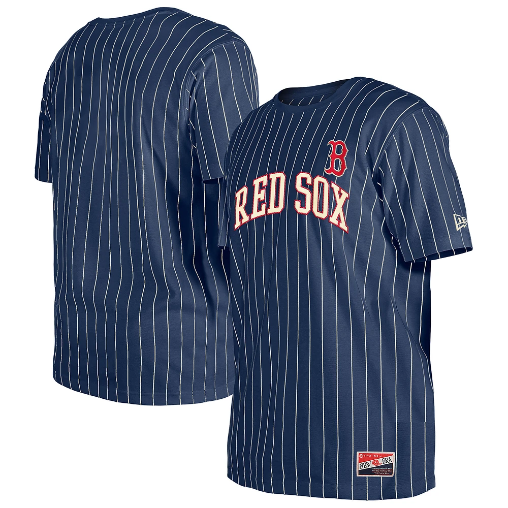 Men's New Era Navy Boston Red Sox Throwback Pinstripe T-Shirt