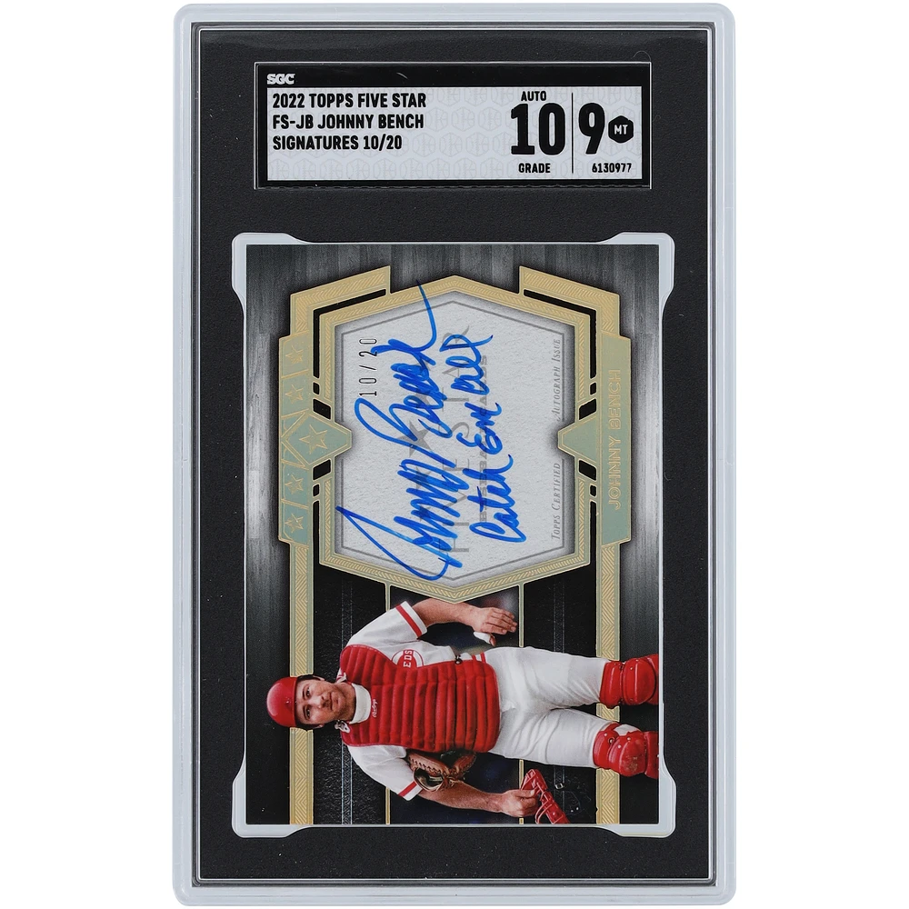Johnny Bench Cincinnati Reds Autographed 2022 Topps Five Star #FS-JB #10/20 SGC Authenticated 9/10 Card with "Catch Em All" Inscription