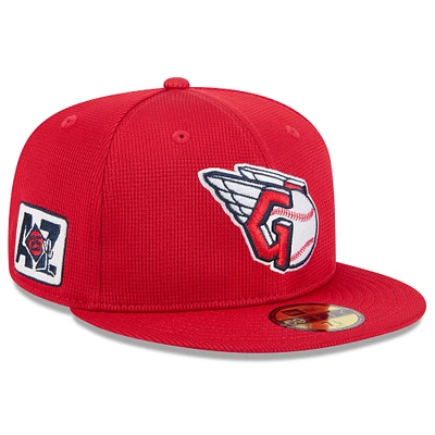 Men's New Era Red Cleveland Guardians 2025 Spring Training 59FIFTY Fitted Hat