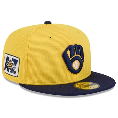 Men's New Era Gold/Navy Milwaukee Brewers 2025 Spring Training 59FIFTY Fitted Hat