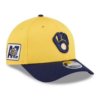 Men's New Era Gold/Navy Milwaukee Brewers 2025 Spring Training 9FORTY Adjustable Hat