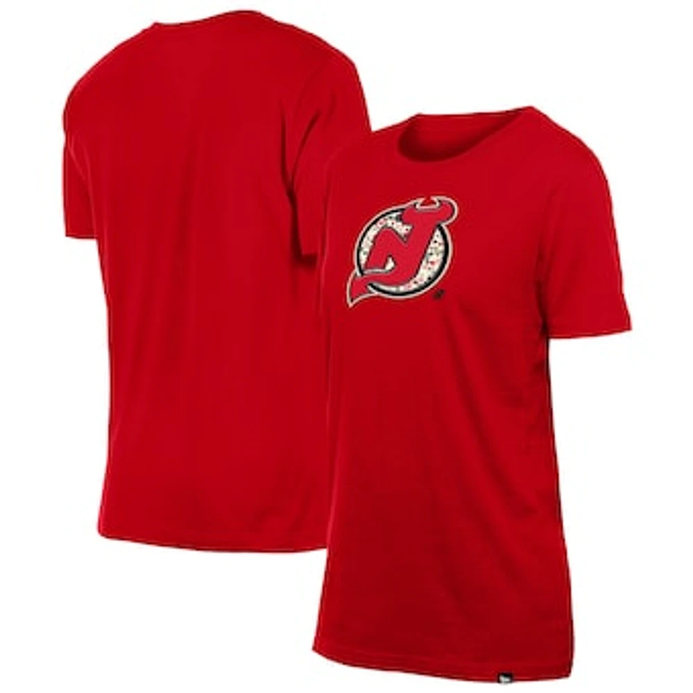 Women's New Era Red New Jersey Devils Glam Game Floral T-Shirt