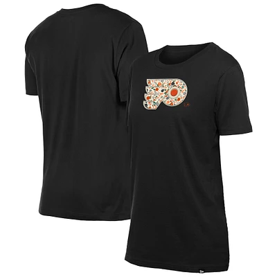 Women's New Era Black Philadelphia Flyers Glam Game Floral T-Shirt