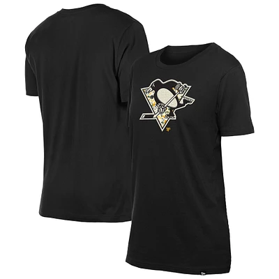 Women's New Era Black Pittsburgh Penguins Glam Game Floral T-Shirt