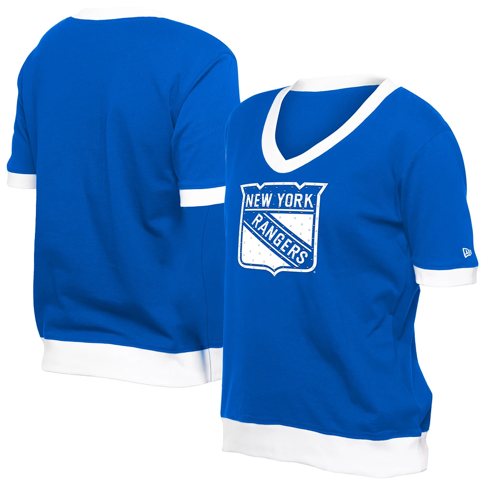 Women's New Era Blue York Rangers Game Day Rhinestuds T-Shirt