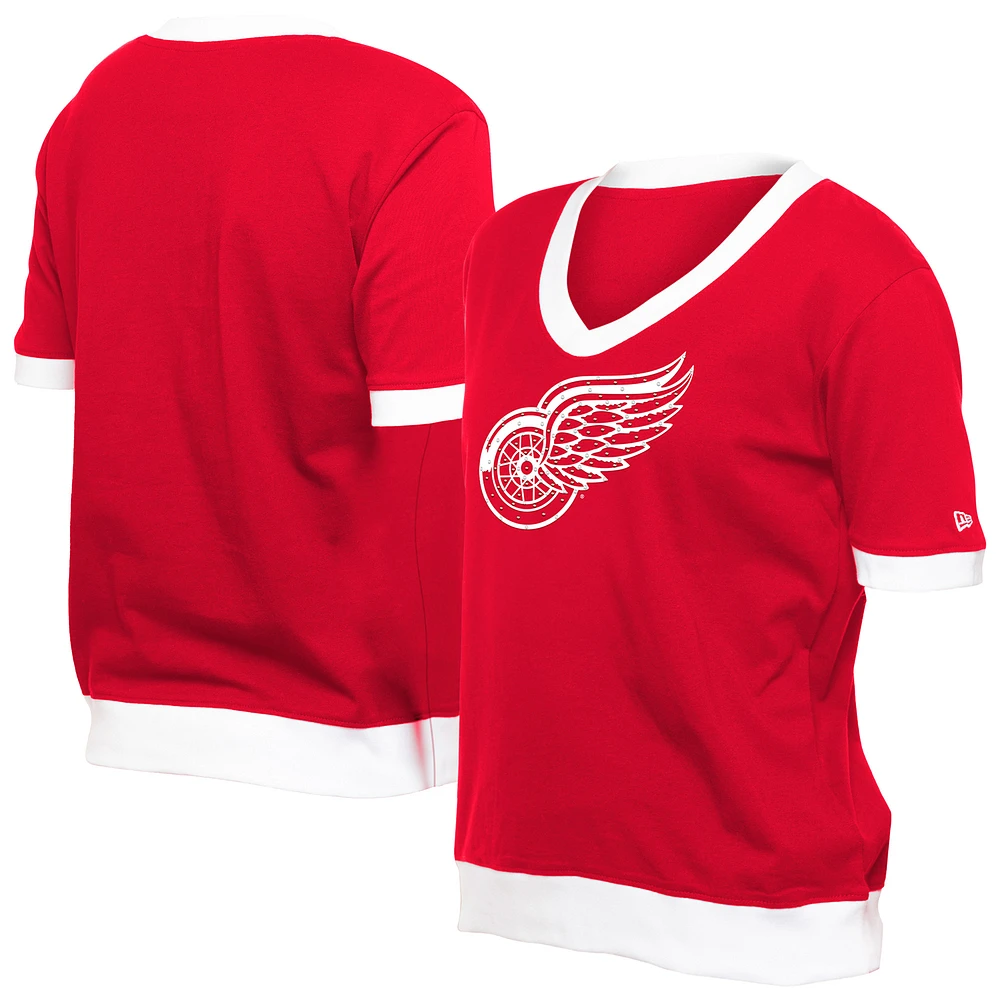 Women's New Era Red Detroit Wings Game Day Rhinestuds T-Shirt
