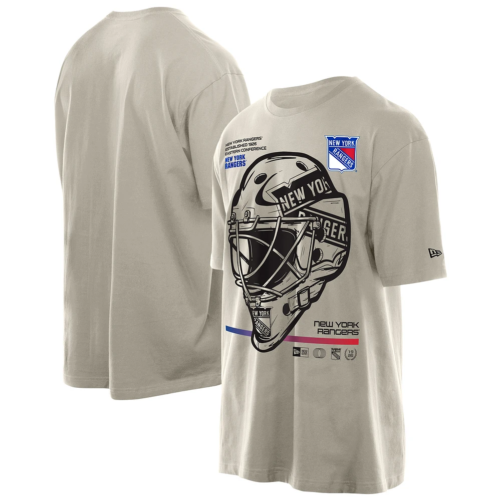 Men's New Era Tan York Rangers Goalie Mask T-Shirt