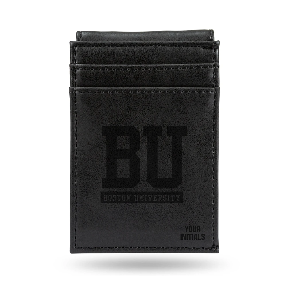 Black Boston University Personalized Front Pocket Wallet