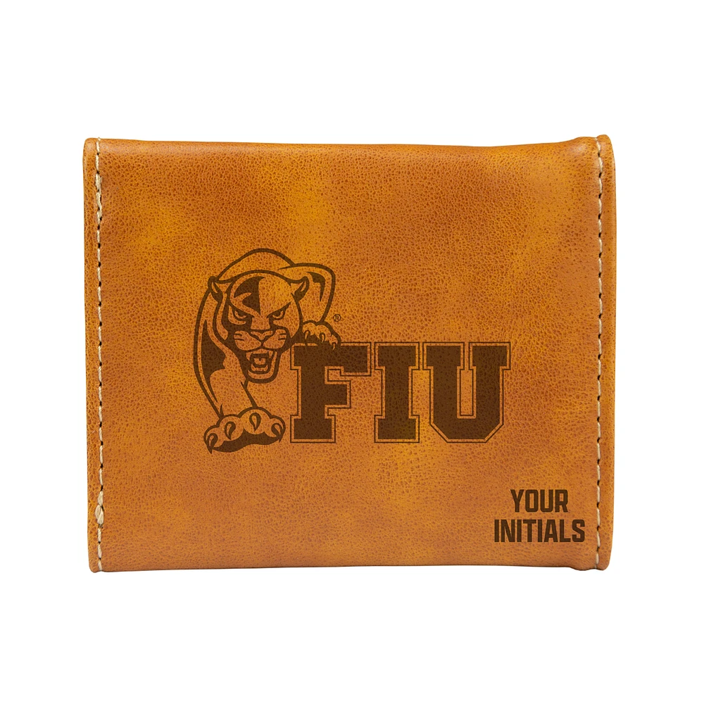 Brown FIU Panthers Personalized Trifold Wallet