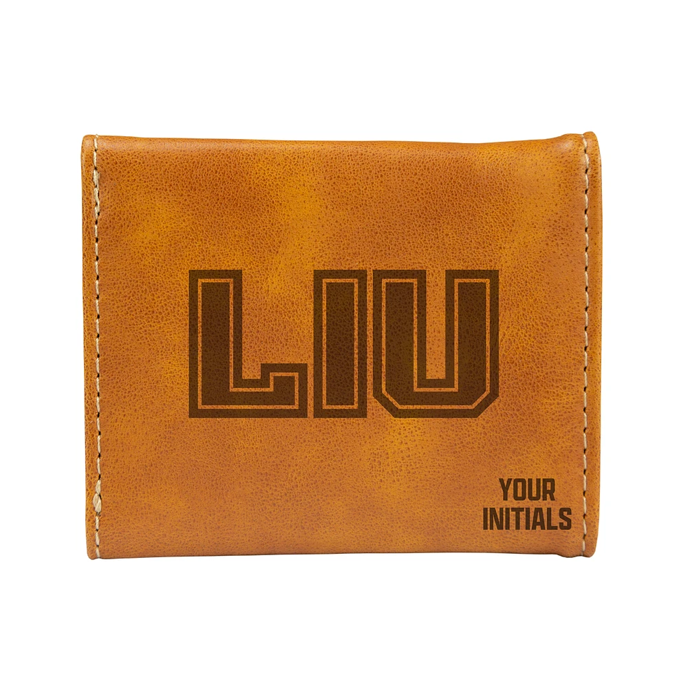 Brown LIU Sharks Personalized Trifold Wallet