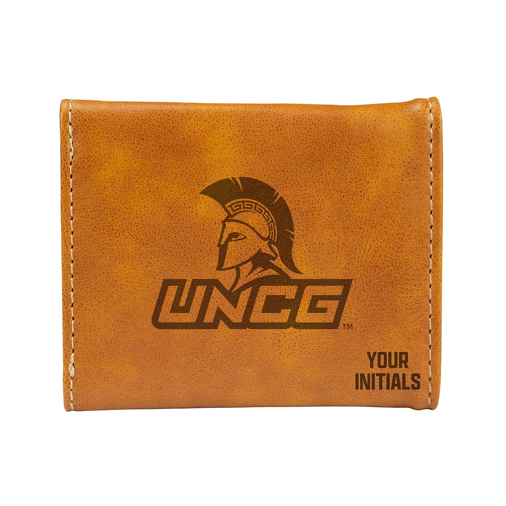 Brown UNCG Spartans Personalized Trifold Wallet