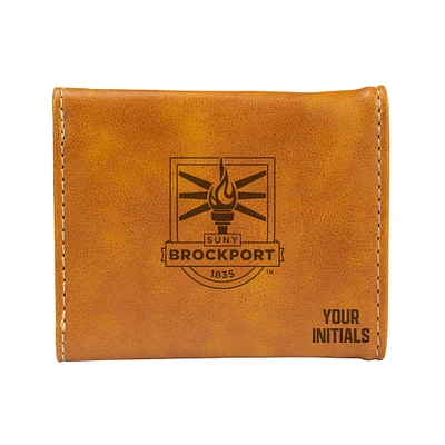 Brown SUNY Brockport Golden Eagles Personalized Trifold Wallet
