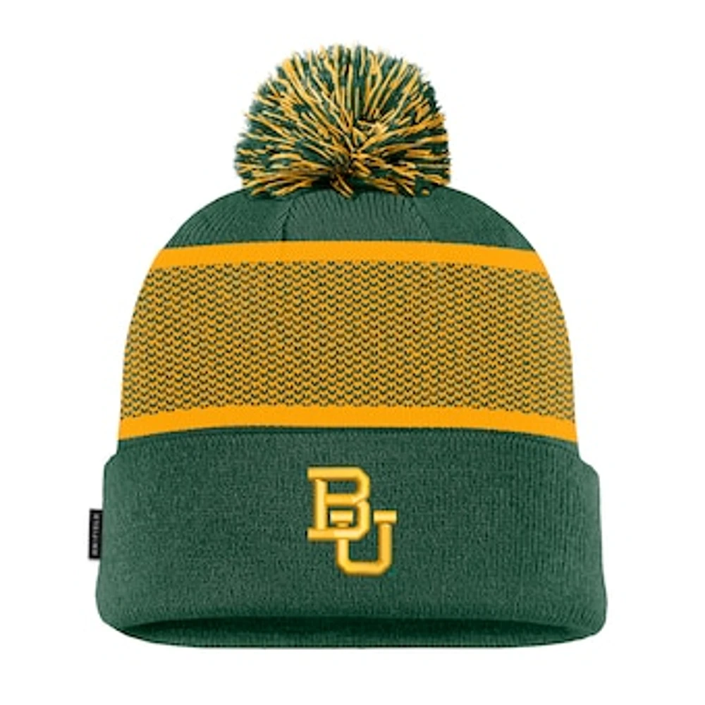 Men's Nike Green Baylor Bears 2024 Sideline Peak Cuffed Knit Hat with Pom