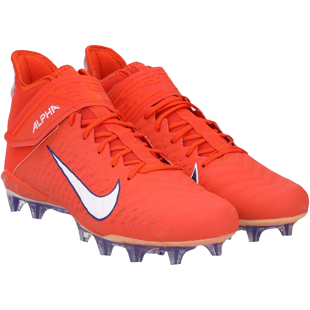 Clemson Tigers Team-Issued Orange and Purple Alpha Pro 2 Nike Cleats from the Football Program