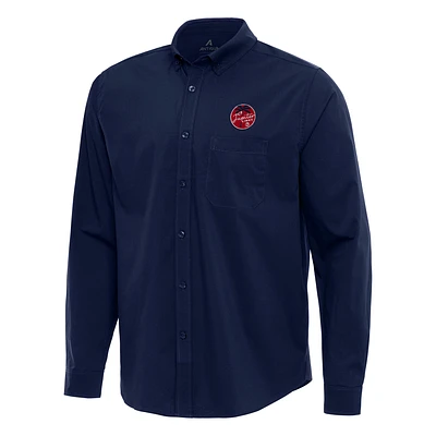 Men's Antigua Navy TGL Jupiter Links Golf Club Flight Woven Tri-Blend Long Sleeve Button-Down Shirt