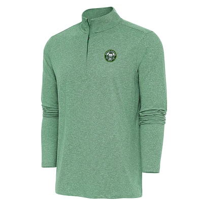 Men's Antigua Heather Green TGL Boston Common Golf Hunk Quarter-Zip Top