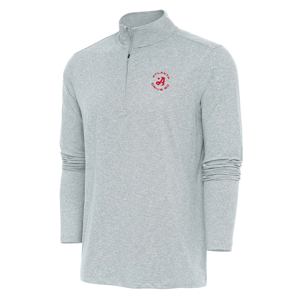 Men's Antigua Heather Gray TGL Atlanta Drive GC Hunk Quarter-Zip Top