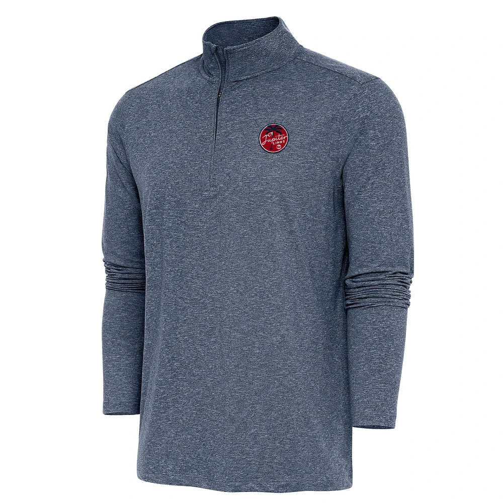 Men's Antigua Heather Navy TGL Jupiter Links Golf Club Hunk Quarter-Zip Top