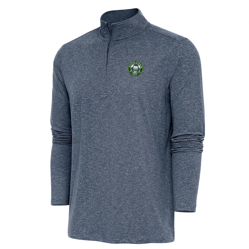 Men's Antigua Heather Navy TGL Boston Common Golf Hunk Quarter-Zip Top