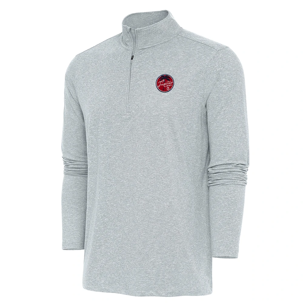 Men's Antigua Heather Gray TGL Jupiter Links Golf Club Hunk Quarter-Zip Top