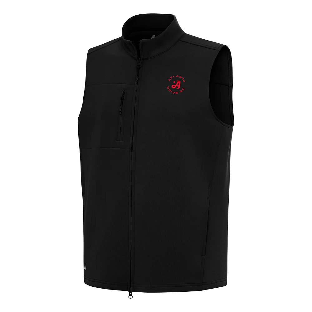 Men's Antigua Black TGL Atlanta Drive GC Demand Full-Zip Vest