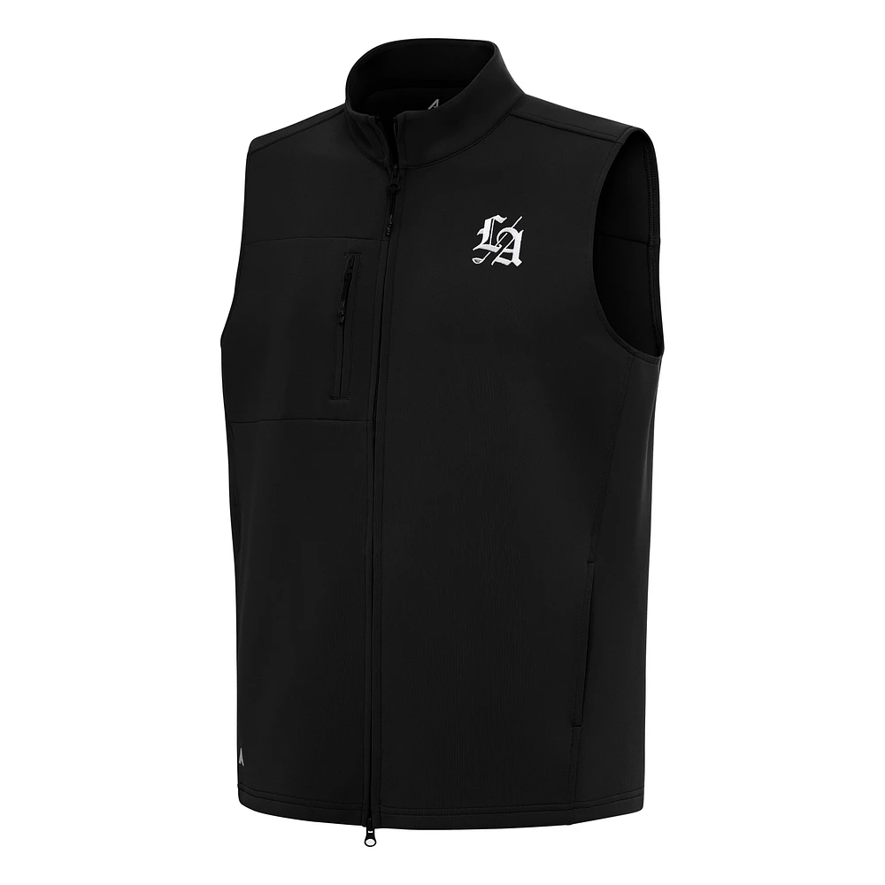 Men's Antigua Black TGL Los Angeles Golf Club Demand Full-Zip Vest