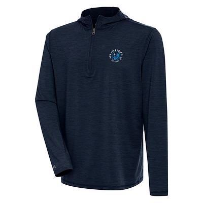Men's Antigua Heather Navy TGL New York Golf Club Tidy Quarter-Zip Hoodie