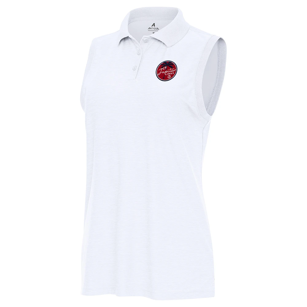 Women's Antigua White TGL Jupiter Links Golf Club Recap Sleeveless Performance Polo