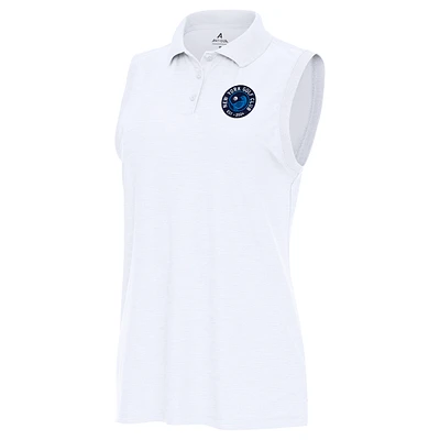 Women's Antigua White TGL New York Golf Club Recap Sleeveless Performance Polo