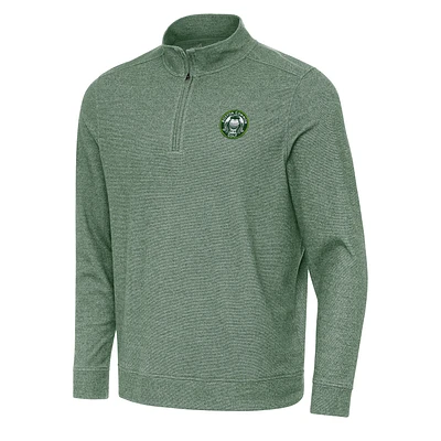 Men's Antigua Heather Green Boston Common Golf Subtle Quarter-Zip Sweatshirt