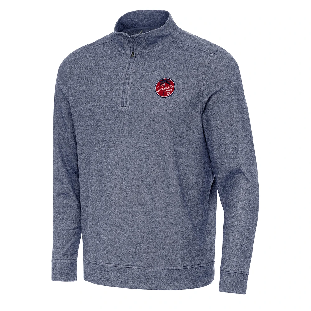 Men's Antigua Heather Navy Jupiter Links Golf Club Subtle Quarter-Zip Sweatshirt