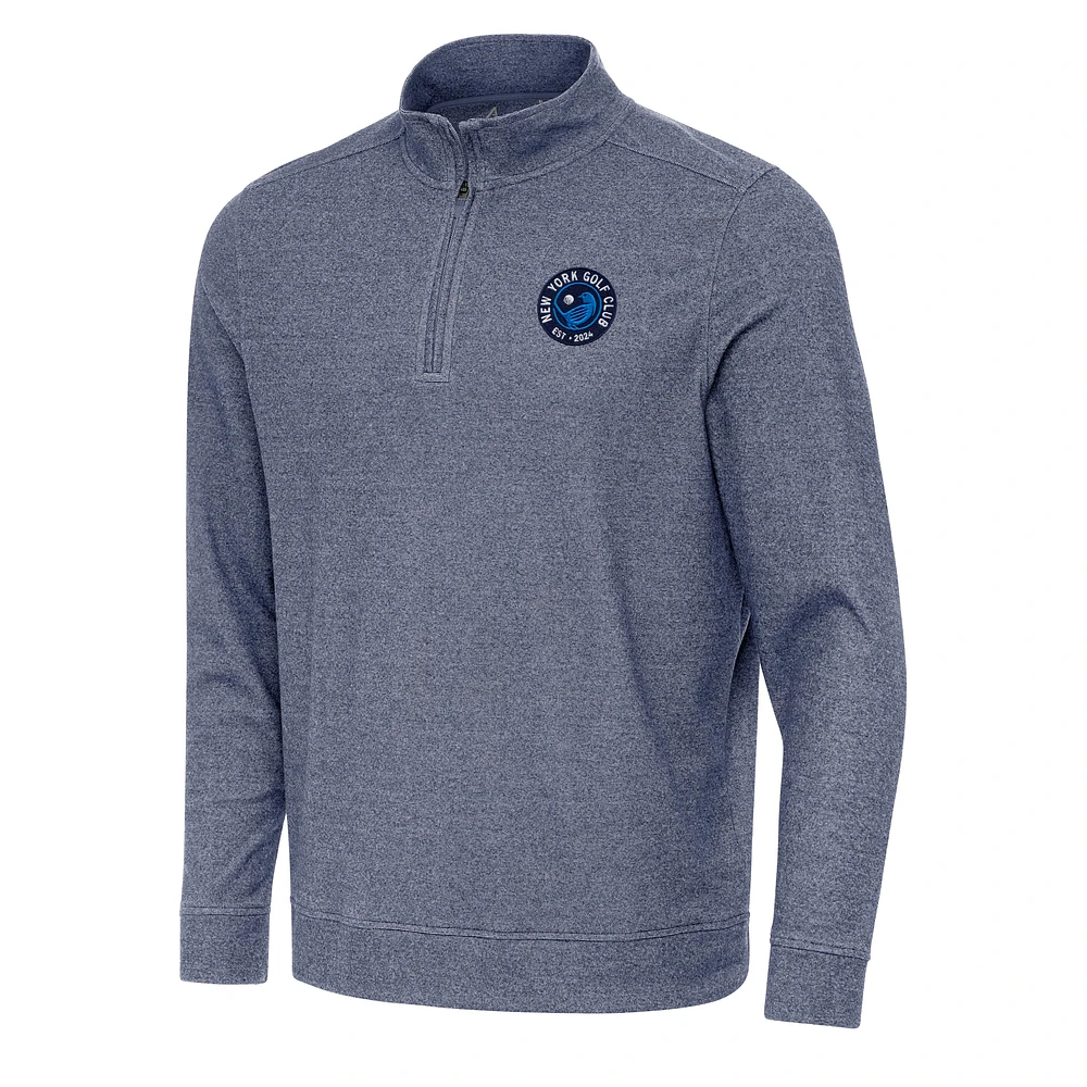 Men's Antigua Heather Navy New York Golf Club Subtle Quarter-Zip Sweatshirt