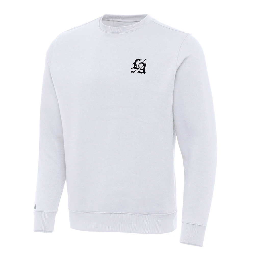 Men's Antigua White TGL Los Angeles Golf Club Fleece Victory Pullover Sweatshirt