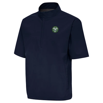 Men's Antigua Navy TGL Boston Common Golf Brisk Short Sleeve Quarter-Zip Windshirt