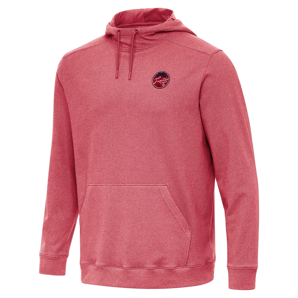 Men's Antigua Heather Red TGL Jupiter Links Golf Club Cloud Pullover Hoodie