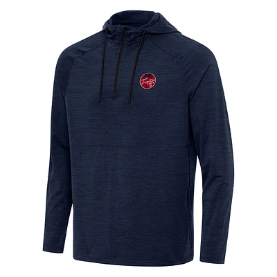 Men's Antigua Heather Navy TGL Jupiter Links Golf Club Spikes Quarter-Zip Hoodie