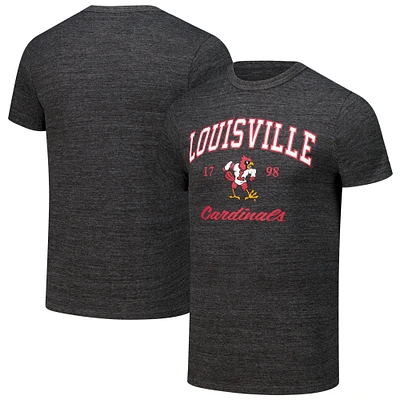Men's League Collegiate Wear Charcoal Louisville Cardinals Arch Script Victory Falls Tri-Blend T-Shirt