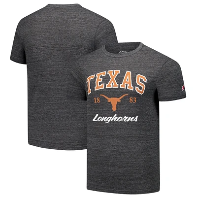 Men's League Collegiate Wear Charcoal Texas Longhorns Arch Script Victory Falls Tri-Blend T-Shirt