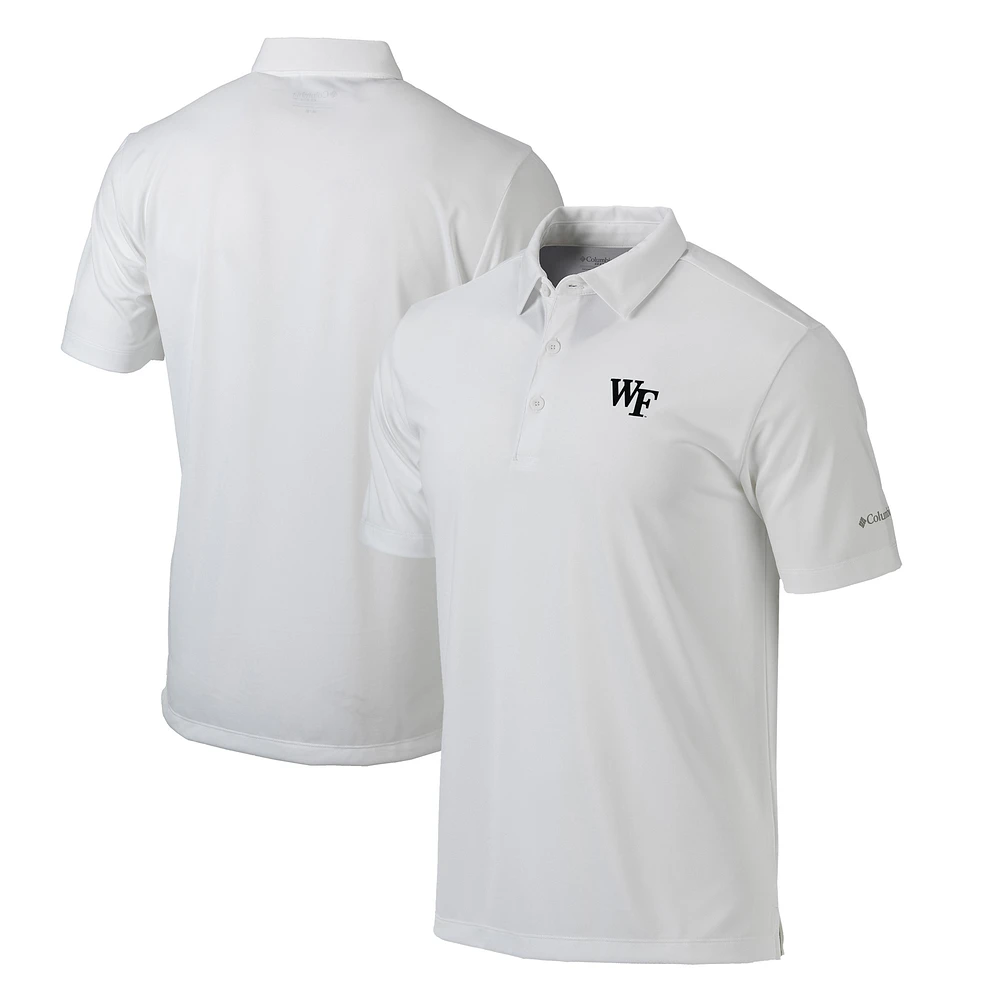Men's Columbia White Wake Forest Demon Deacons Omni-Wick Drive Polo