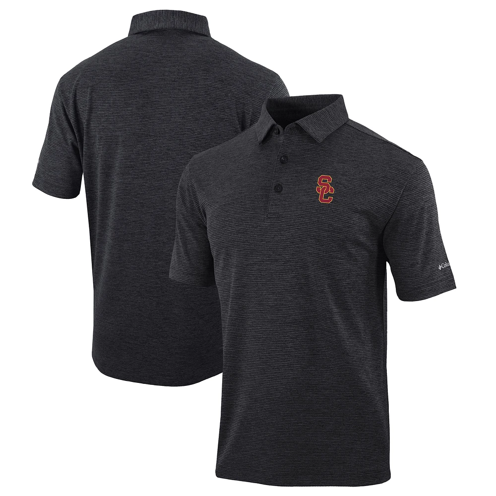 Men's Columbia Black USC Trojans Omni-Wick Set II Polo