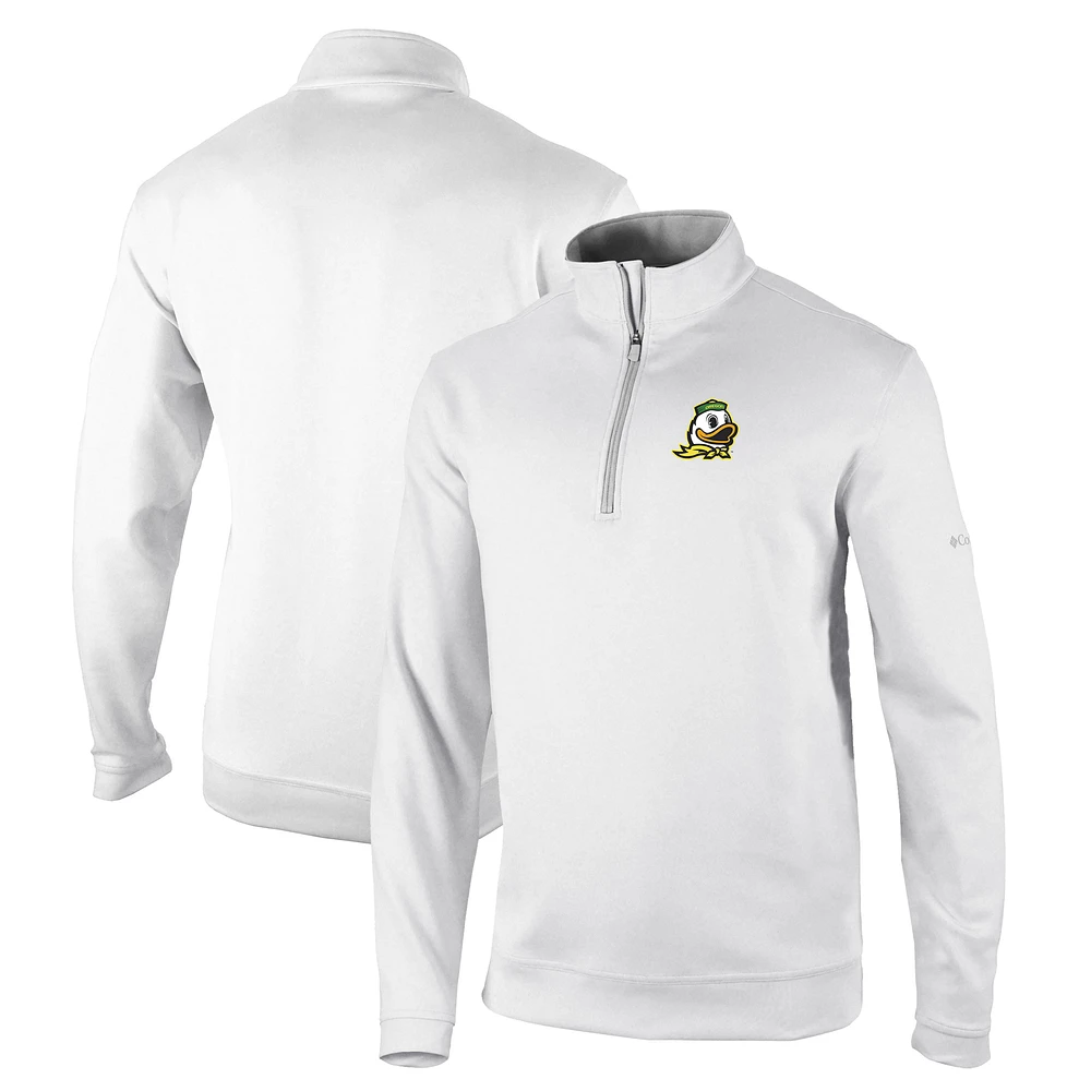 Men's Columbia White Oregon Ducks Wickham Hills Omni-Wick Quarter-Zip Jacket