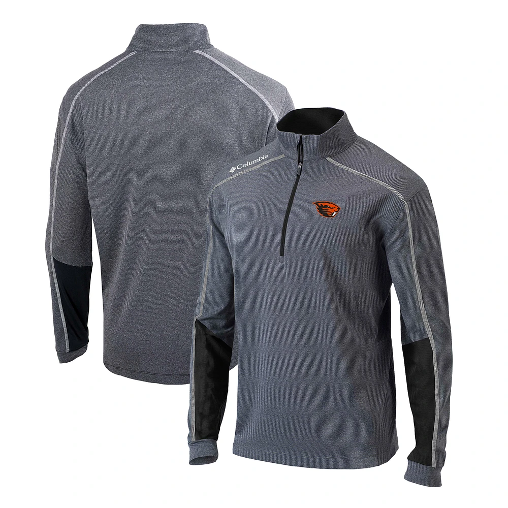Men's Columbia Heather Gray/Black Oregon State Beavers Shotgun Omni-Wick Quarter-Zip Jacket
