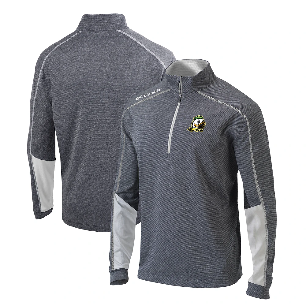 Men's Columbia Heather Gray/White Oregon Ducks Shotgun Omni-Wick Quarter-Zip Jacket