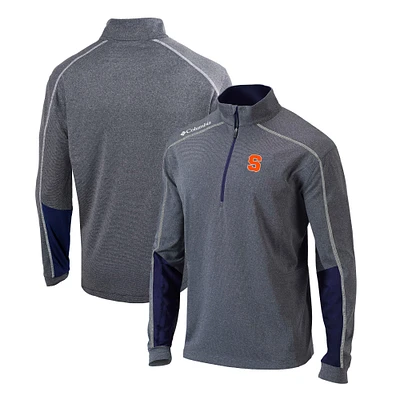 Men's Columbia Heather Gray/Navy Syracuse Orange Shotgun Omni-Wick Quarter-Zip Jacket
